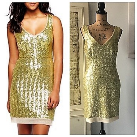 Bisou Bisou Dresses & Skirts - Bisou Bisou Gold Sequin Dress Sz 10